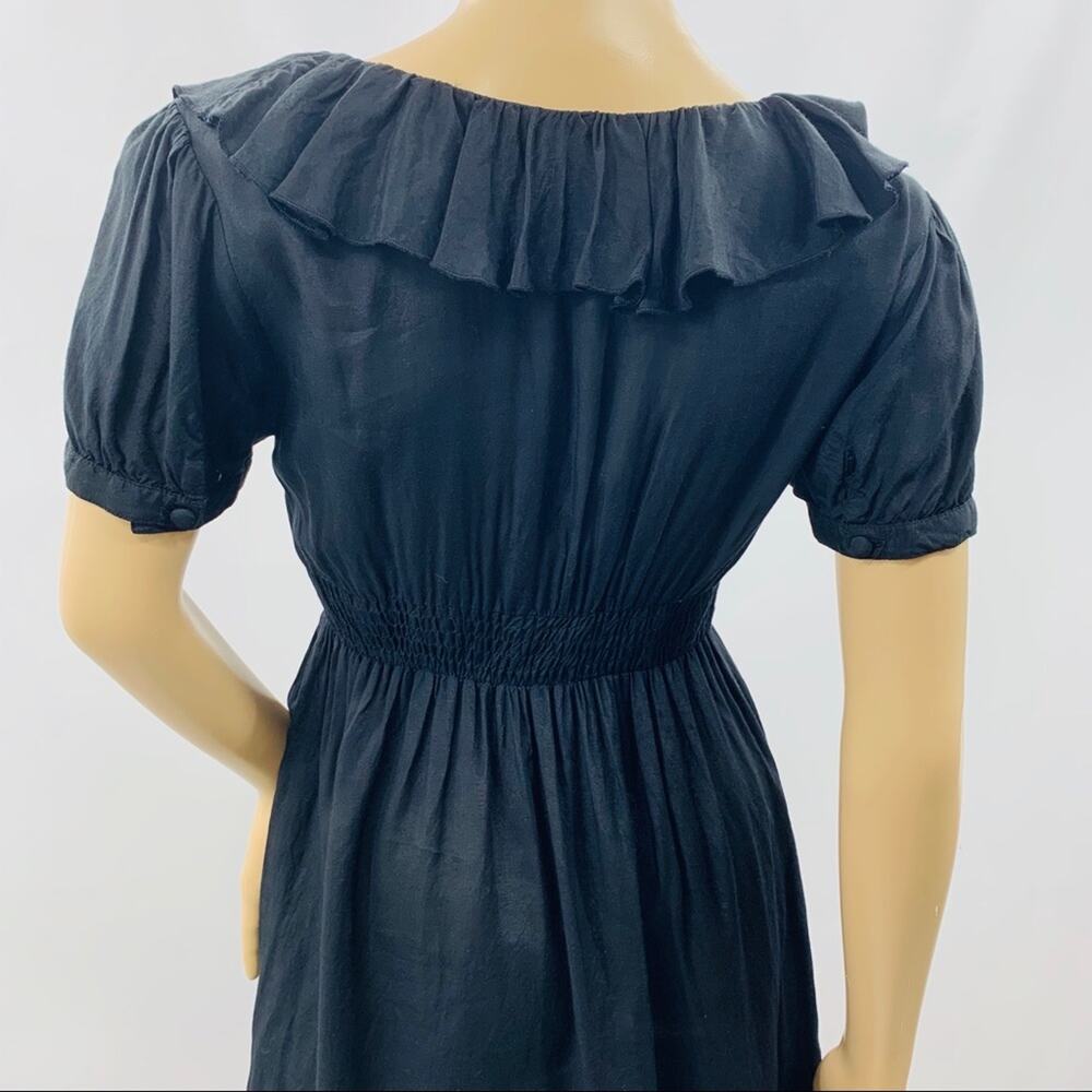 ASOS Black Wrap Dress with Ruffle Neck Line - Picture 10 of 11